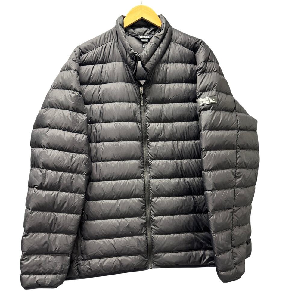 Eddie Bauer‎ 650 Down Jacket Black Puffer Nylon Full Zip Outdoor Mens XXL 2XL